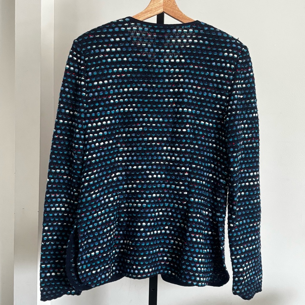 St John Knit Martinique Tweed Dolman Sleeve Jacket Navy Multi Sz 12 Retail $1395 - Picture 3 of 16